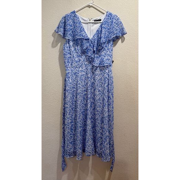 Tommy Hilfiger NWT Floral Printed Capelet V-Neck Ruffle Midi Dress Size 10 - Picture 4 of 9